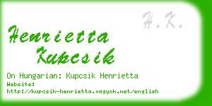 henrietta kupcsik business card